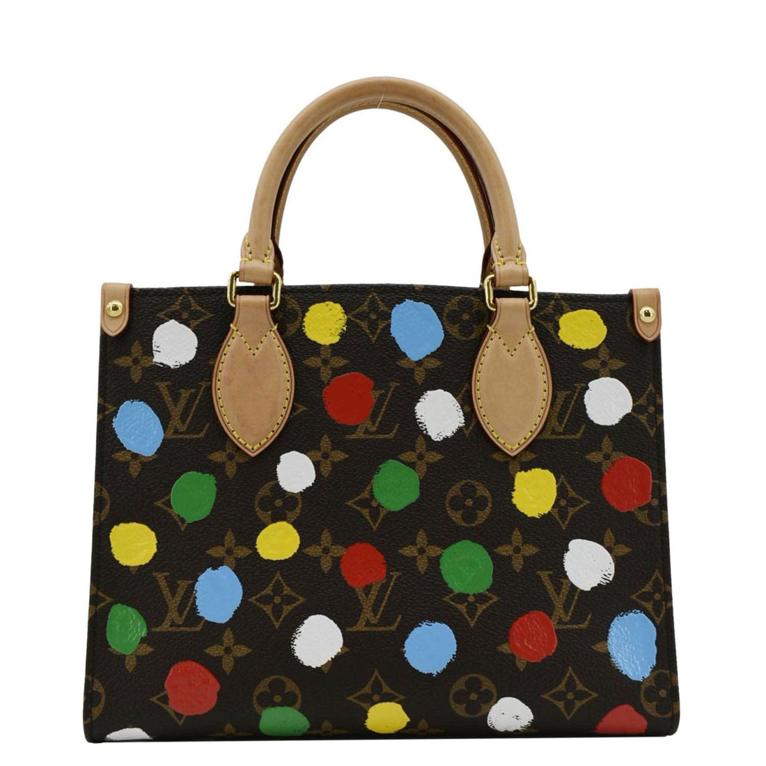LOUIS VUITTON Onthego PM Yayoi Kusama Dots Monogram Canvas Shoulder Bag Multicolor
