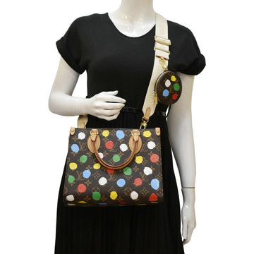 LOUIS VUITTON Onthego PM Yayoi Kusama Dots Monogram Canvas Shoulder Bag Multicolor