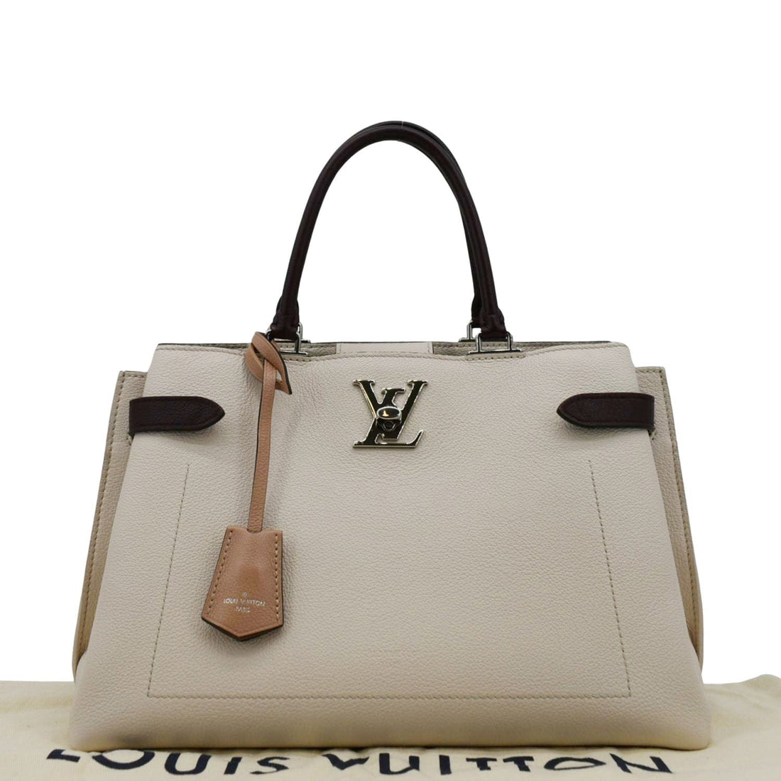 LOUIS VUITTON Lockme Day Leather Shoulder Bag Creme