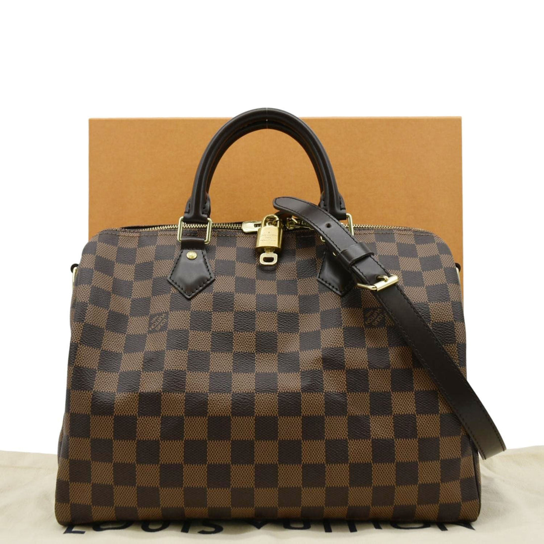 LOUIS VUITTON Speedy 30 Bandouliere Damier Ebene Shoulder Bag Brown