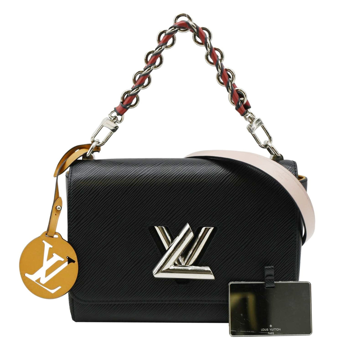 LOUIS VUITTON Twist MM Braided Handle Epi Leather Shoulder Bag Black