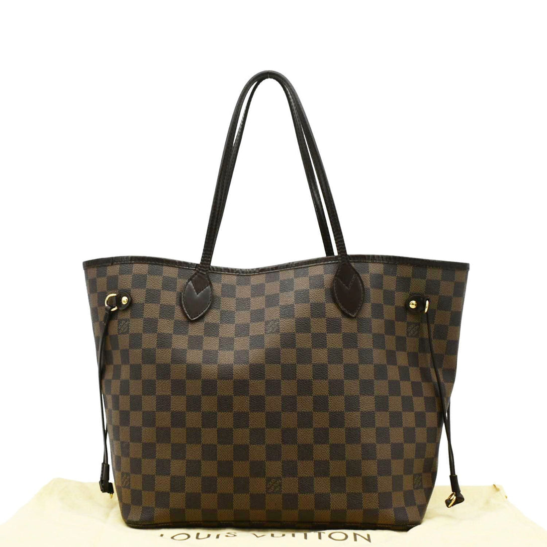 LOUIS VUITTON Neverfull MM Damier Ebene Shoulder Bag Brown