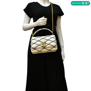 LOUIS VUITTON GO-14 MM Malletage Leather Shoulder Bag White