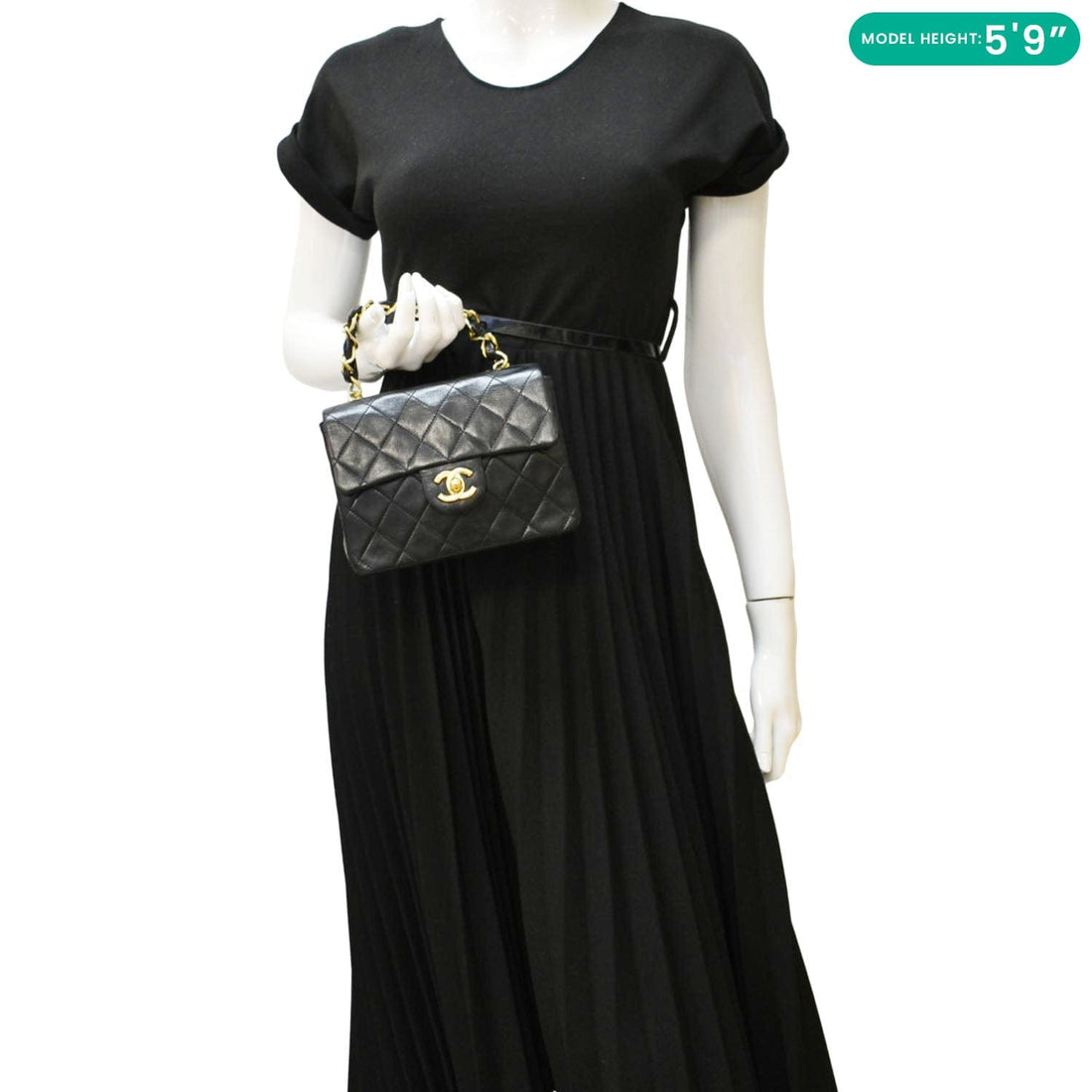 CHANEL Square Mini Flap Quilted Leather Chain Shoulder Bag Black