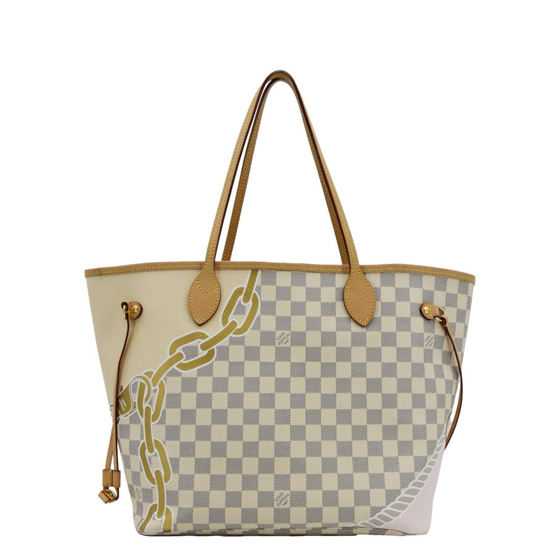 LOUIS VUITTON Neverfull Nautical MM Damier Azur Tote Shoulder Bag White
