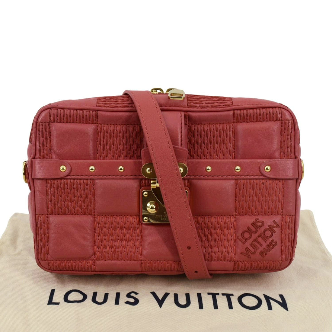 LOUIS VUITTON Troca MM Damier Lambskin Leather Shoulder Bag Pink