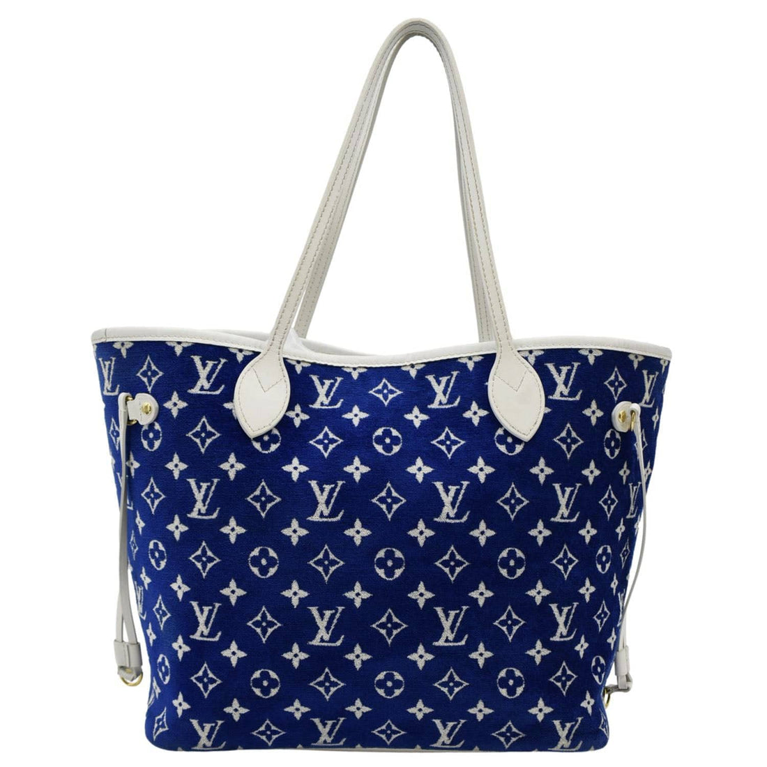 LOUIS VUITTON Neverfull MM Jacquard Velvet Monogram Shoulder Bag Blue