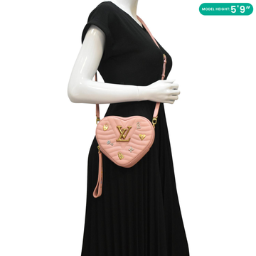 LOUIS VUITTON New Wave Heart Quilted Leather Shoulder Bag Dusty Pink