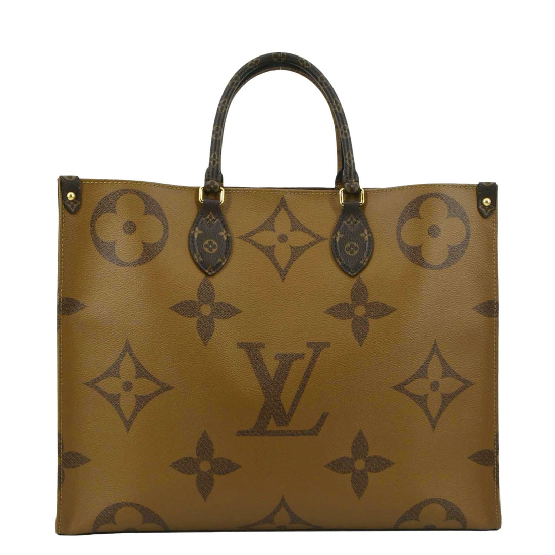 LOUIS VUITTON Onthego GM Giant Monogram Canvas Tote Shoulder Bag Brown