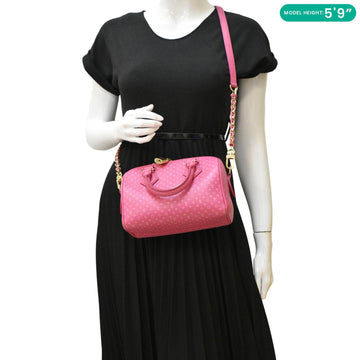 LOUIS VUITTON Speedy 20 Bandouliere Nanogram Leather Shoulder Bag Pink