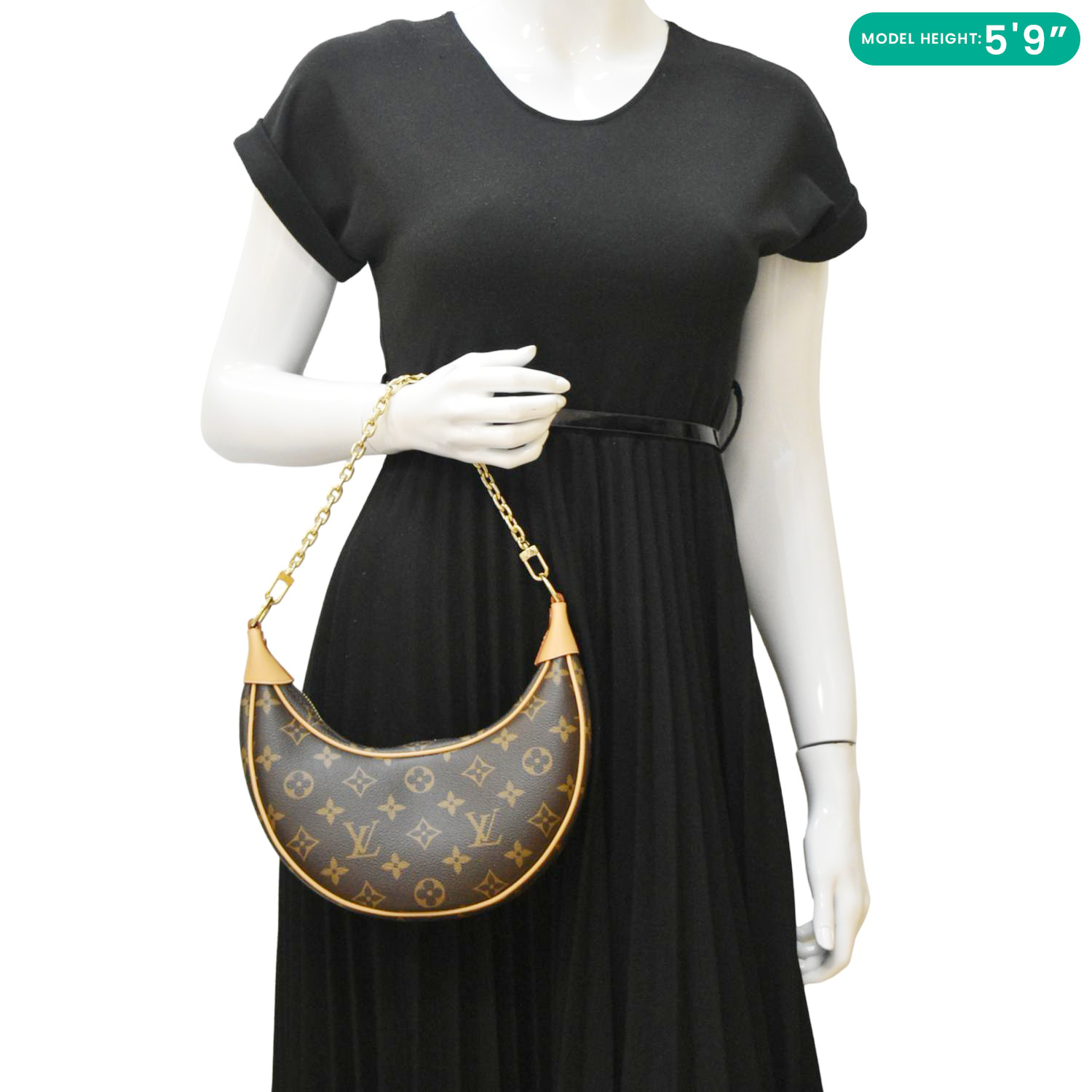 LOUIS VUITTON Loop Half Moon Monogram Canvas Shoulder Bag Brown