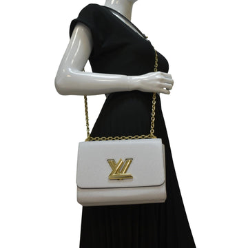 LOUIS VUITTON MM Twist Epi Leather Chain Shoulder Bag White