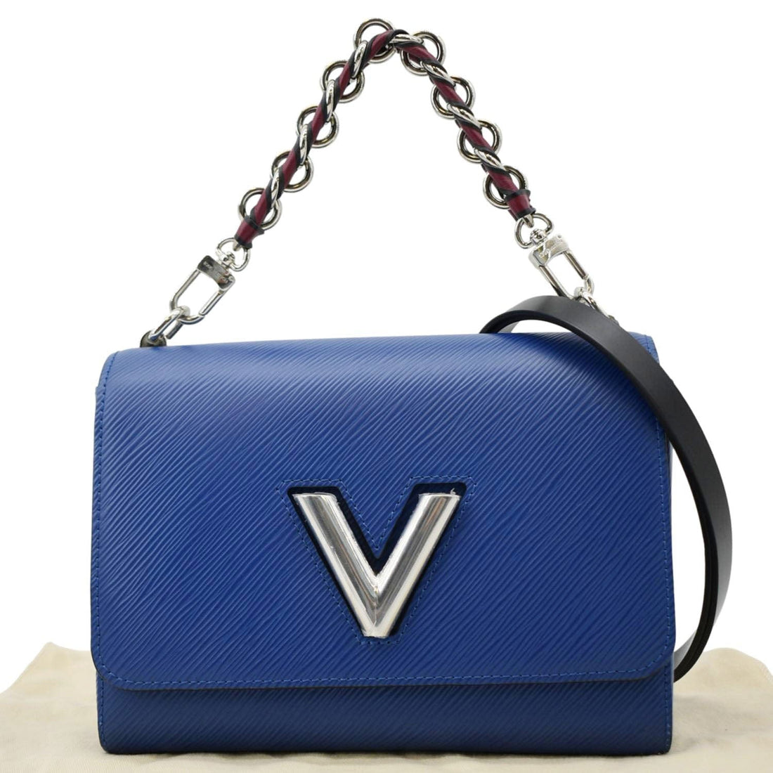 LOUIS VUITTON Twist MM Braided Handle Epi Leather Shoulder Bag Blue