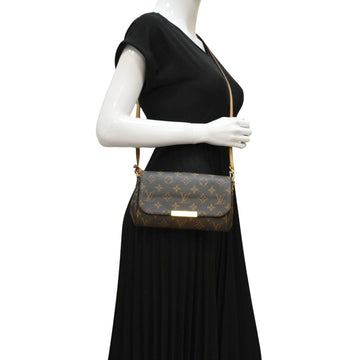 LOUIS VUITTON Favorite PM Monogram Canvas Shoulder Bag Brown