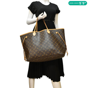 LOUIS VUITTON Neverfull GM Monogram Canvas Shoulder Bag Fuchsia