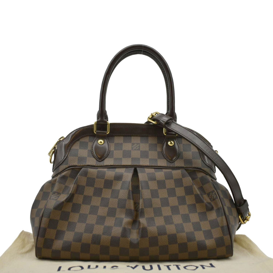 LOUIS VUITTON Trevi PM Damier Ebene Satchel Shoulder Bag Brown