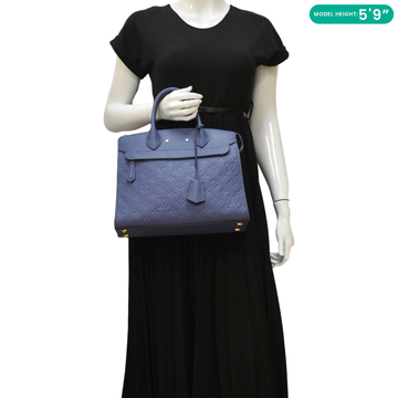 LOUIS VUITTON Pont Neuf MM Empreinte Leather Tote Shoulder Bag Blue