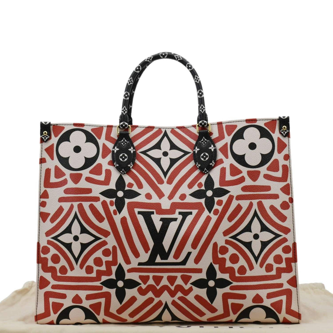 LOUIS VUITTON Onthego GM Crafty Monogram Giant Canvas Shoulder Bag Red