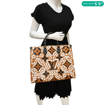 LOUIS VUITTON Onthego GM Crafty Monogram Giant Canvas Shoulder Bag Orange