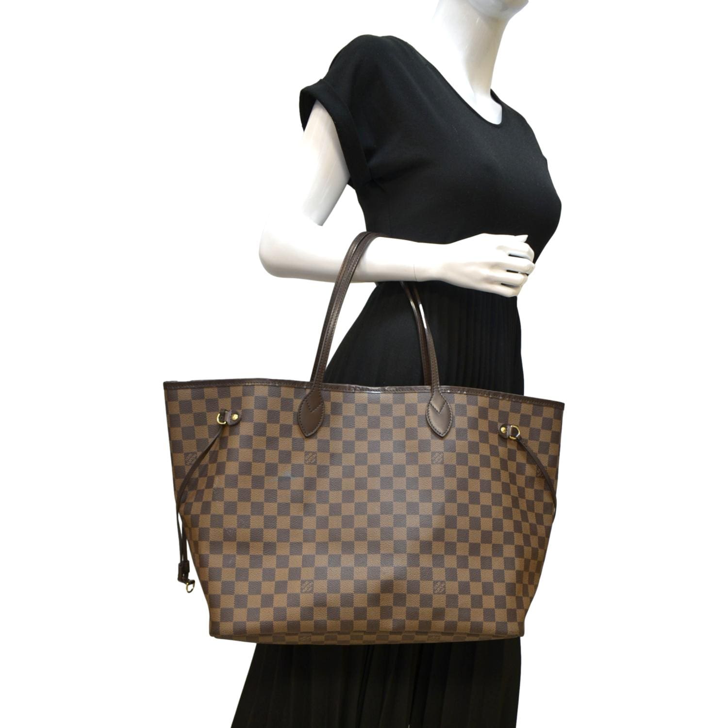 LOUIS VUITTON Neverfull GM Damier Ebene Tote Shoulder Bag Brown