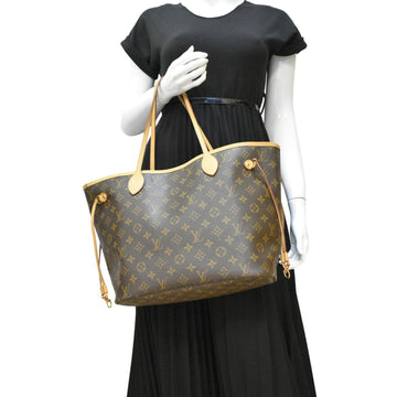 LOUIS VUITTON Neverfull MM Monogram Canvas Shoulder Bag Brown