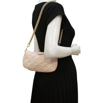 LOUIS VUITTON Pochette Summer Stardust Monogram Empreinte Leather Shoulder Bag Pink