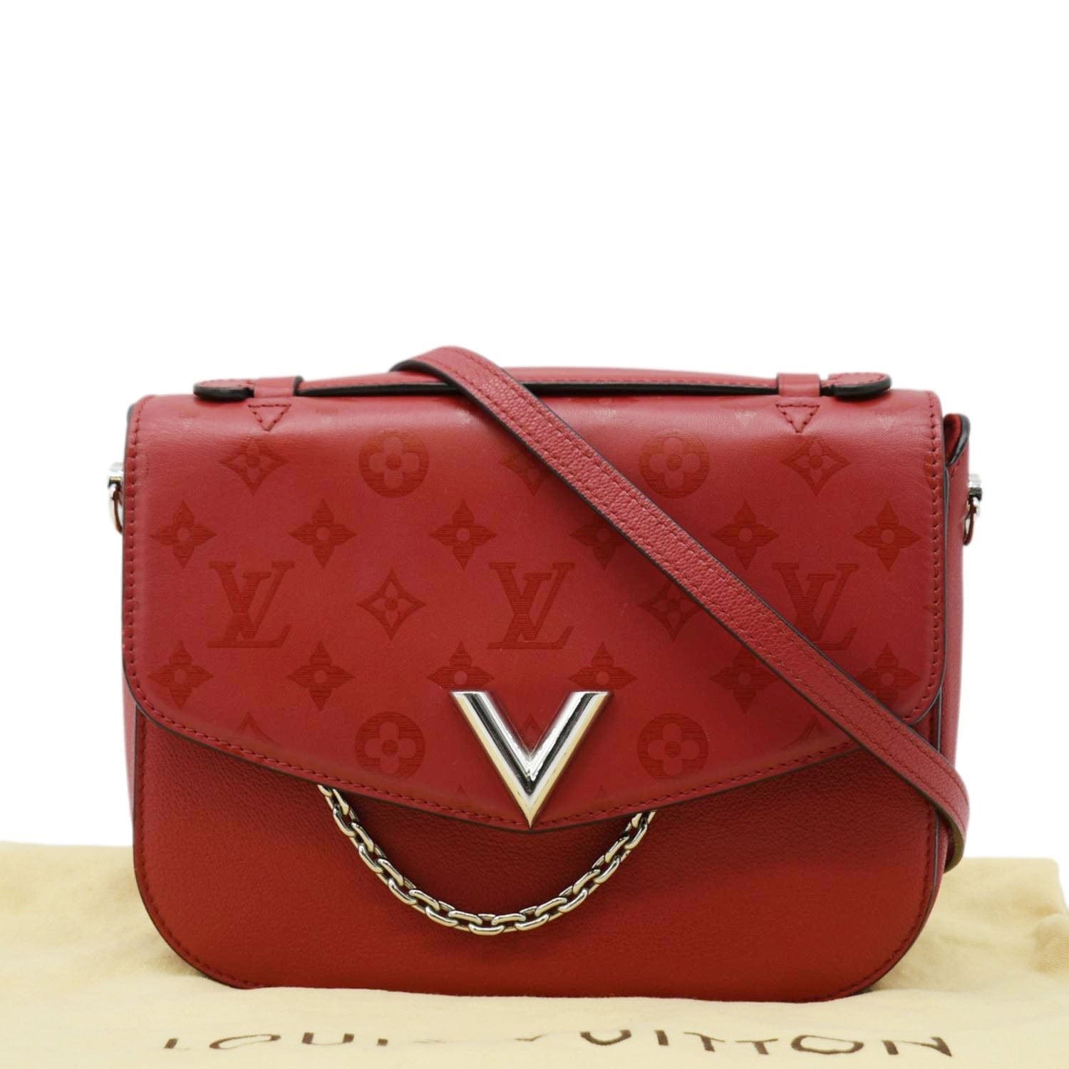 LOUIS VUITTON Very Monogram Leather Messenger Bag Red