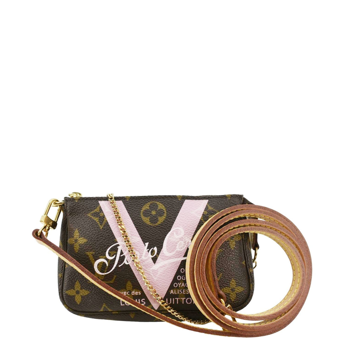 LOUIS VUITTON V Pochette Accessories Monogram Canvas Pouch Brown