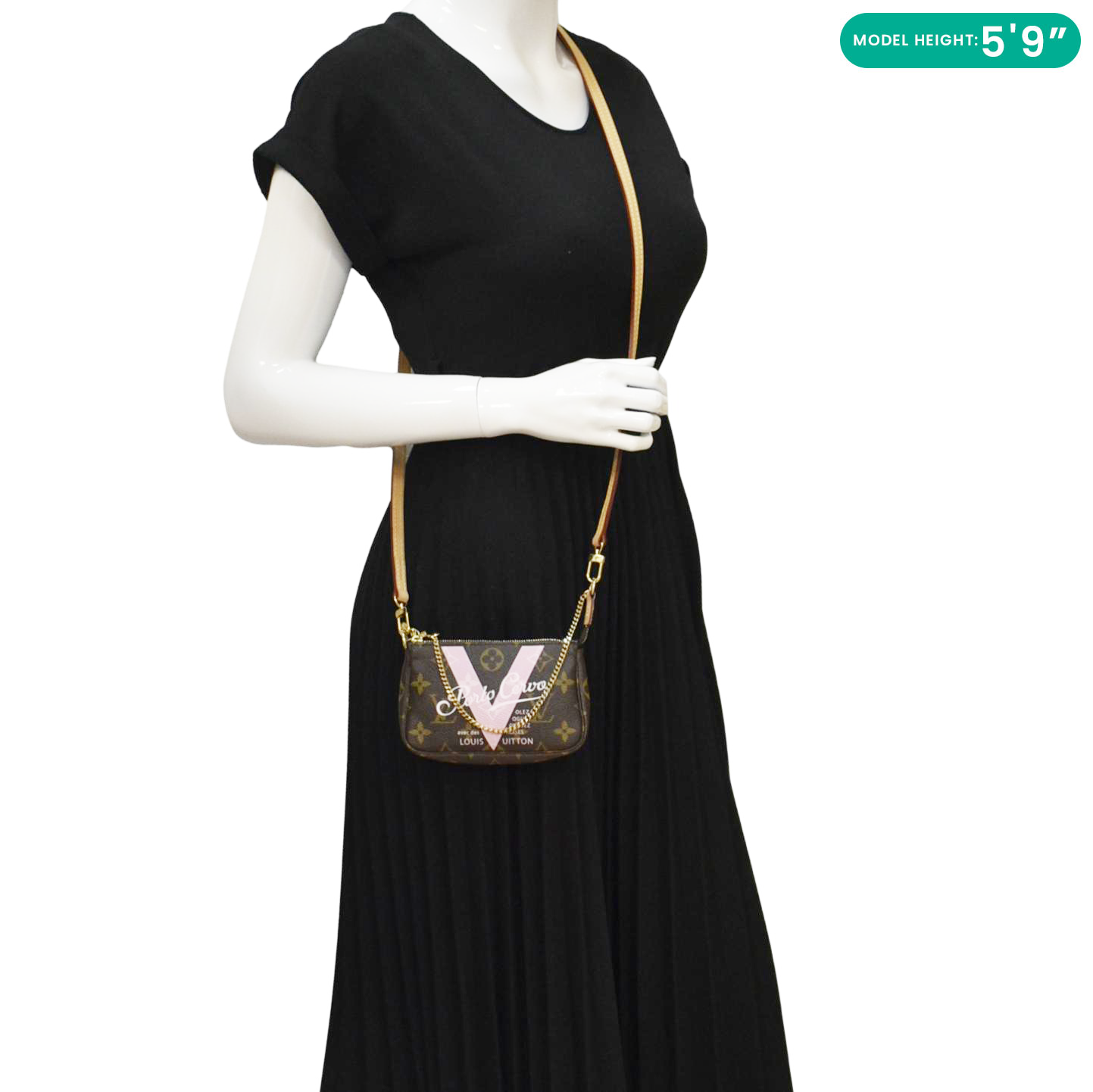 LOUIS VUITTON V Pochette Accessories Monogram Canvas Pouch Brown