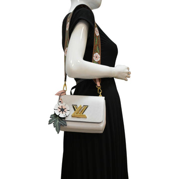 LOUIS VUITTON Twist PM Asnieres Flowers Epi Leather Crossbody Bag White