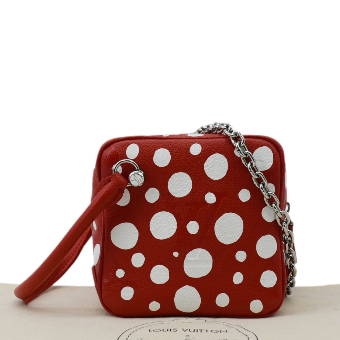 LOUIS VUITTON x YAYOI Kusama Square Overseas Monogram Leather Shoulder Bag Red