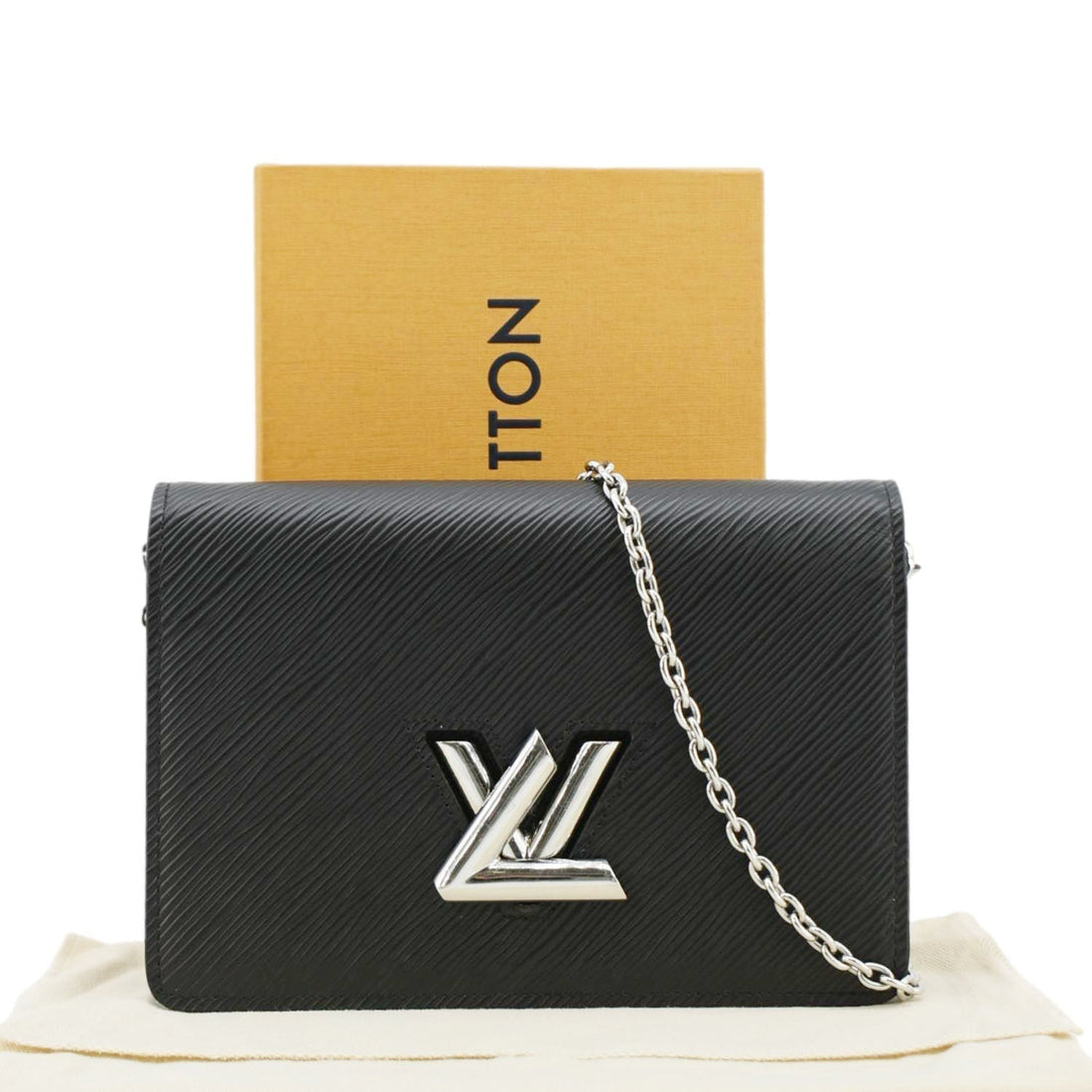 LOUIS VUITTON Twist Epi Leather Chain Wallet Shoulder Bag Black
