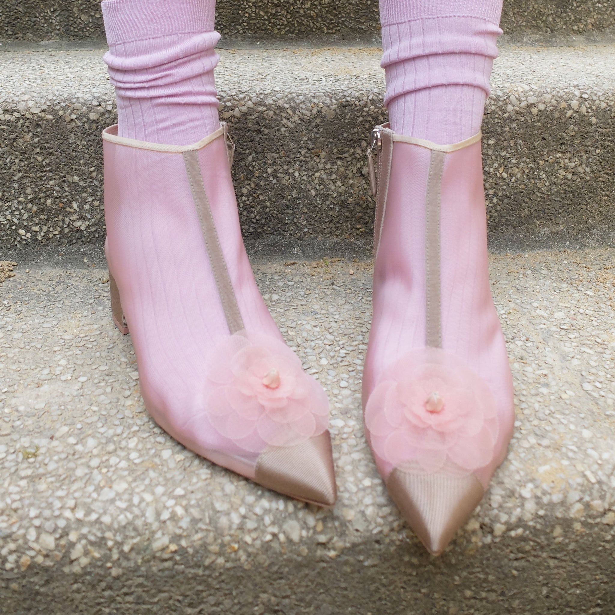 Chanel mesh camelia ankle boots - 40