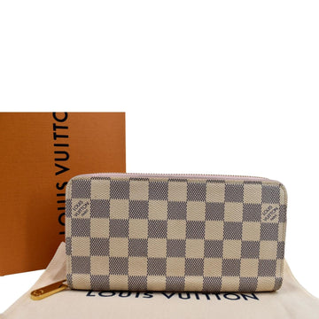LOUIS VUITTON Zip Around Damier Azur Wallet White
