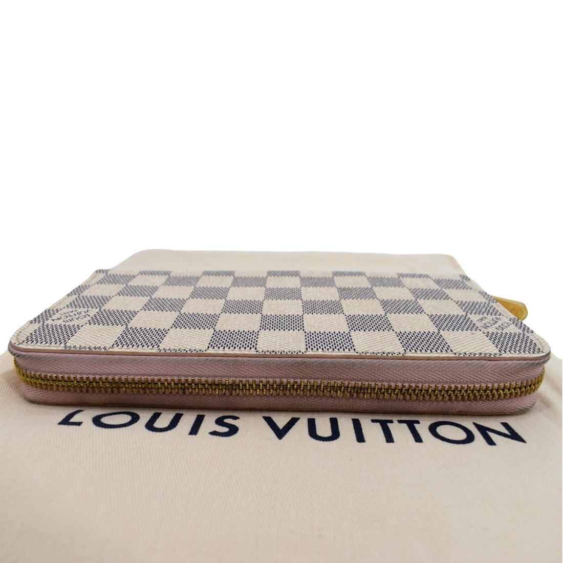 LOUIS VUITTON Zip Around Damier Azur Wallet White