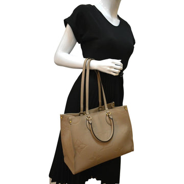 LOUIS VUITTON Onthego MM Monogram Empreinte Shoulder Bag Tourterelle