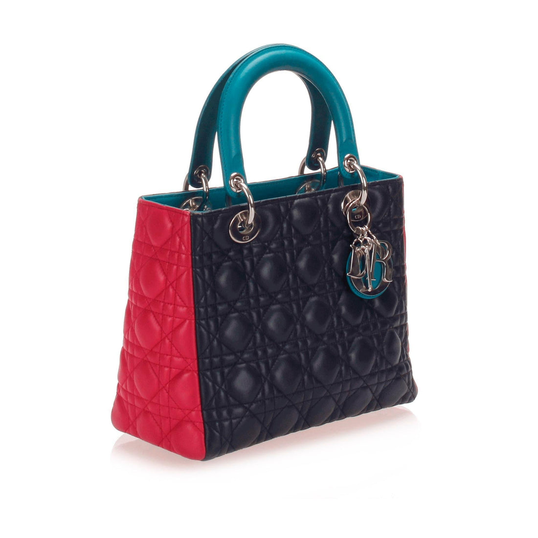 Dior Cannage Leather Tri-Color Lady Dior Tote (SHG-12937)