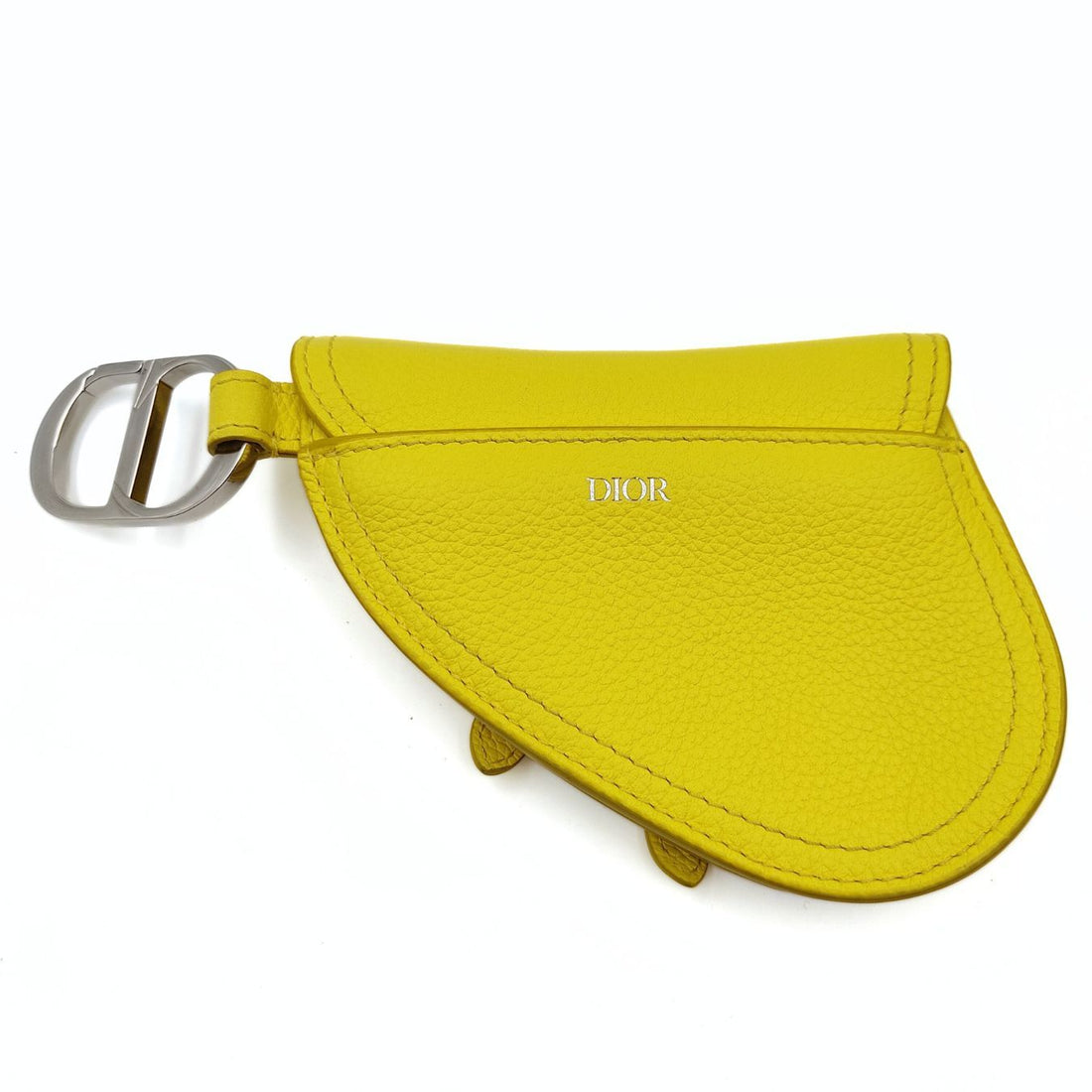 DIOR Dior Dior Saddle pouch key ring in fluorescent yellow leather