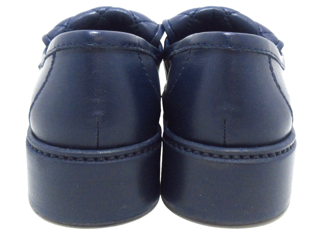Chanel navy blue cc loafers, size 36