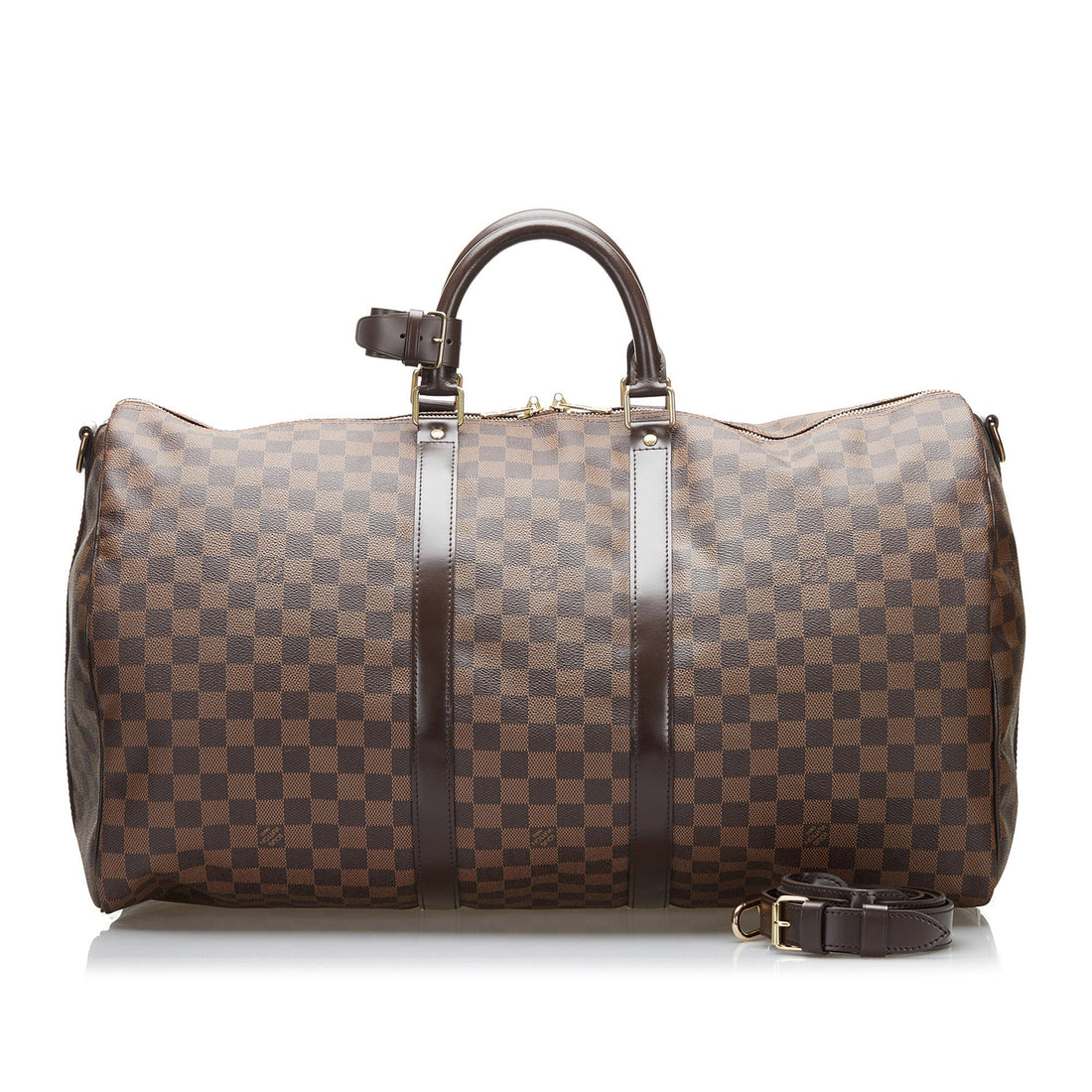 LOUIS VUITTON Damier Ebene Keepall Bandouliere 55 Brown