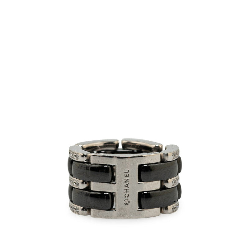 Chanel 18k Gold Diamond & Ceramic Ring Metal Ring in Excellent condition