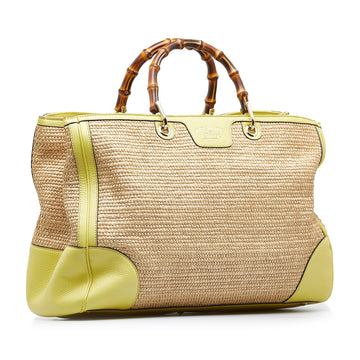 GUCCI Large Bamboo Raffia Satchel