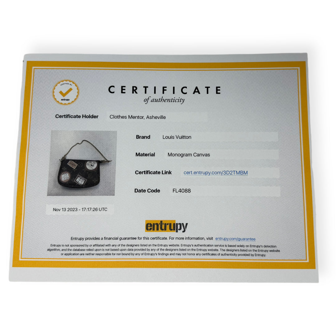 Monogram Mini Pochette Clutch Luxury Designer By Louis Vuitton Size: Small