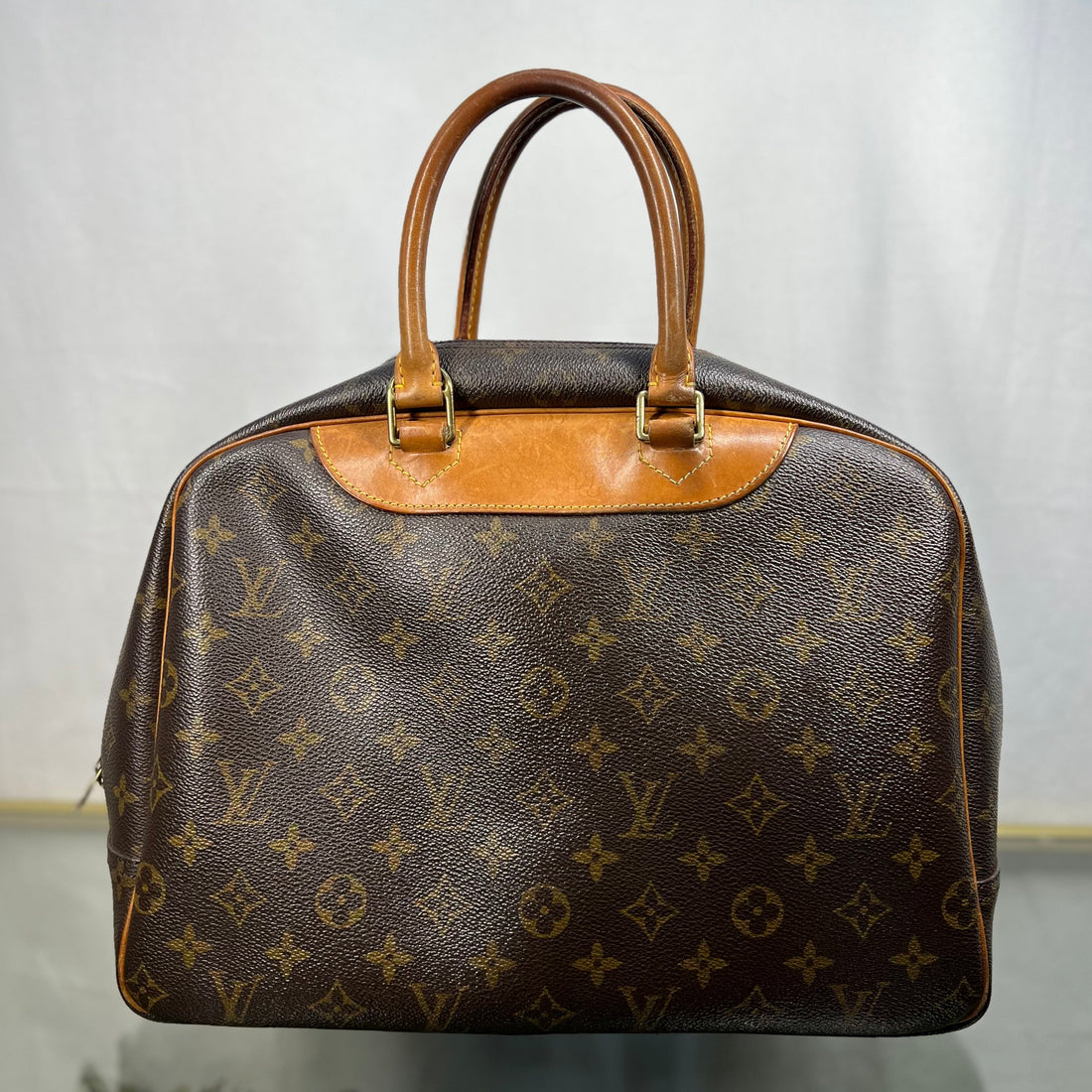 LOUIS VUITTON Deauville Brown Monogram Canvas Vintage Satchel Bag