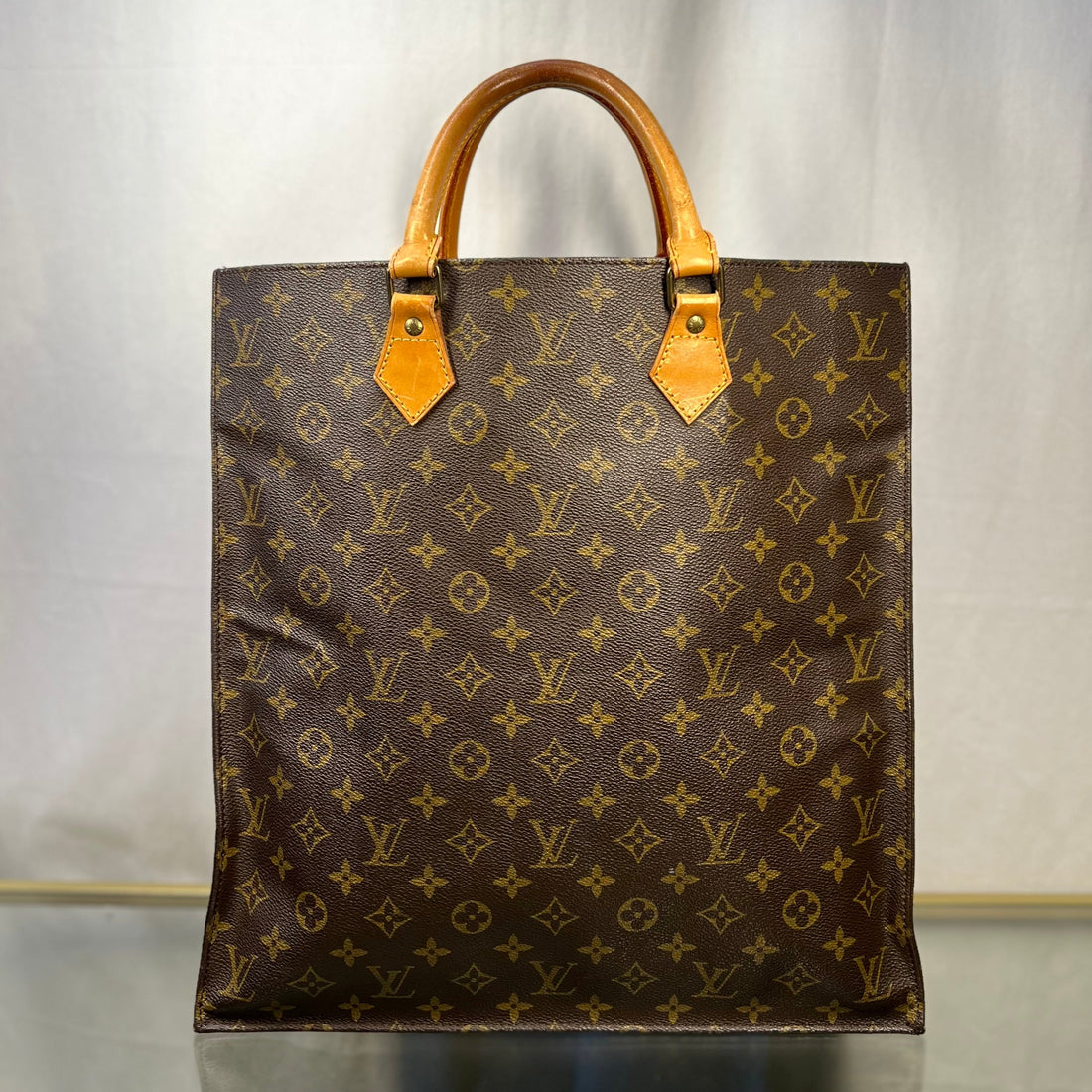 LOUIS VUITTON Sac Plat Brown Monogram Canvas Tote Bag