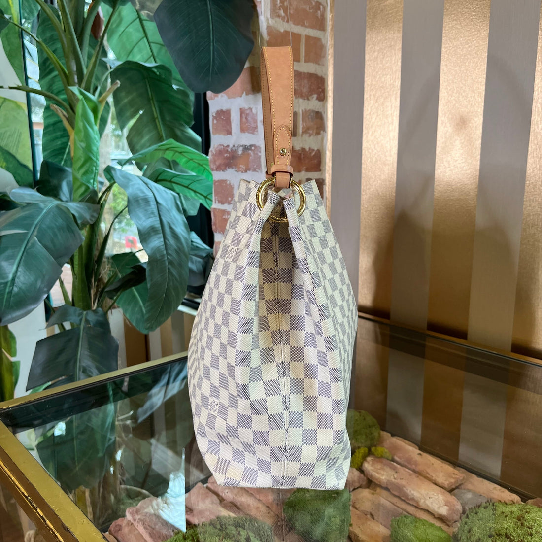 LOUIS VUITTON Graceful MM Damier Azur Rose Ballerine Pink Shoulder Bag