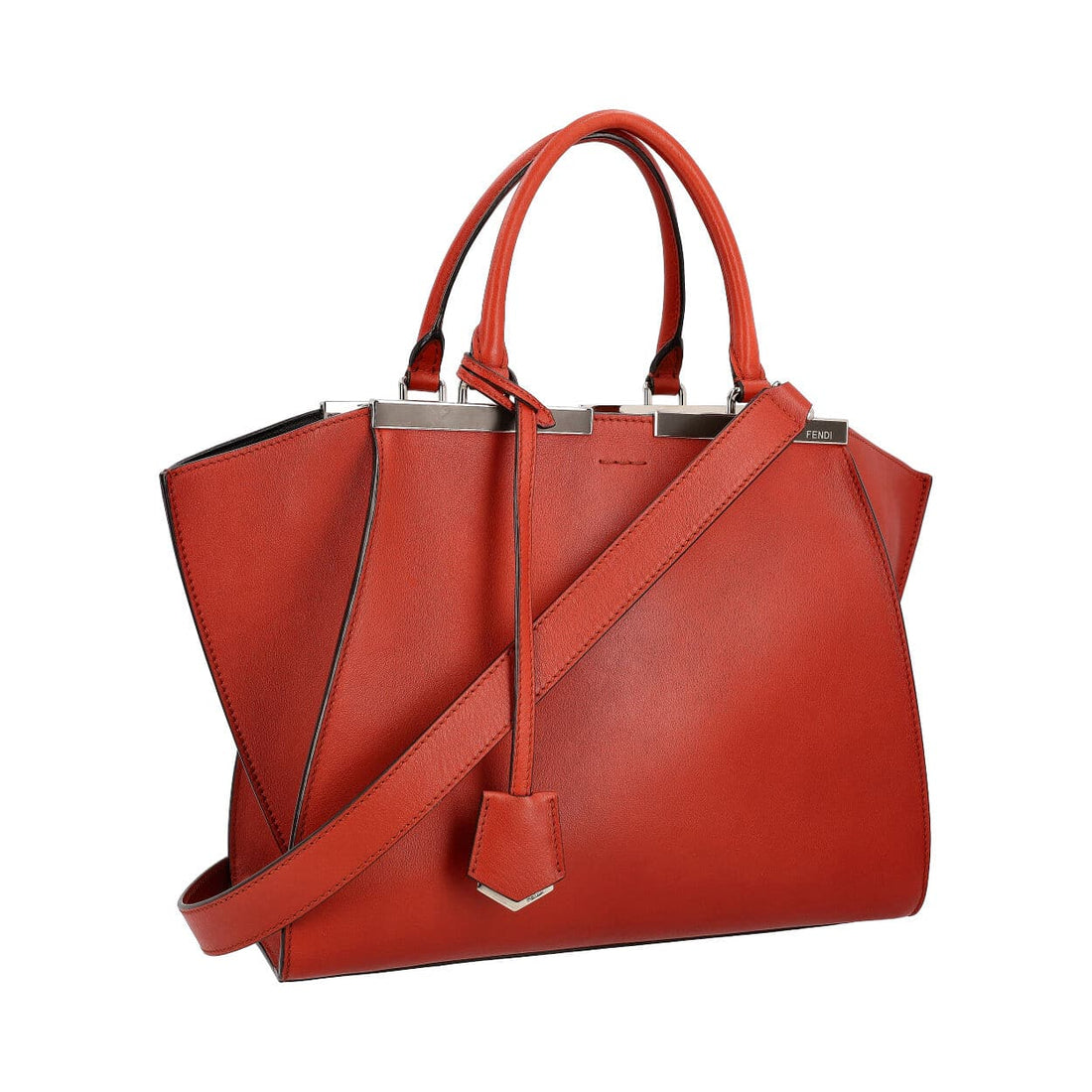 FENDI Leather 3 Jours Tote Red