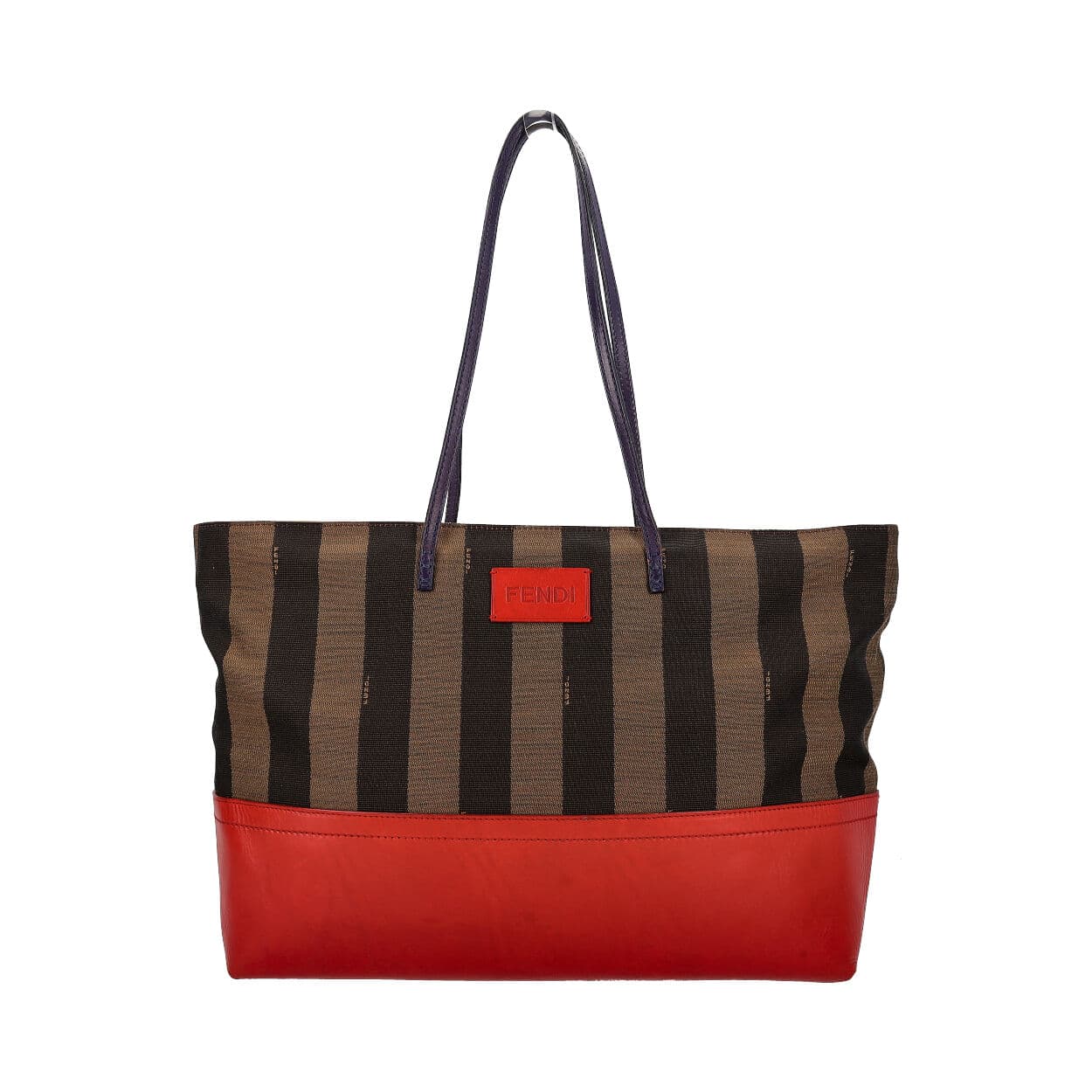 FENDI Leather/Canvas Tobacco Pequin Roll Tote Multicolour