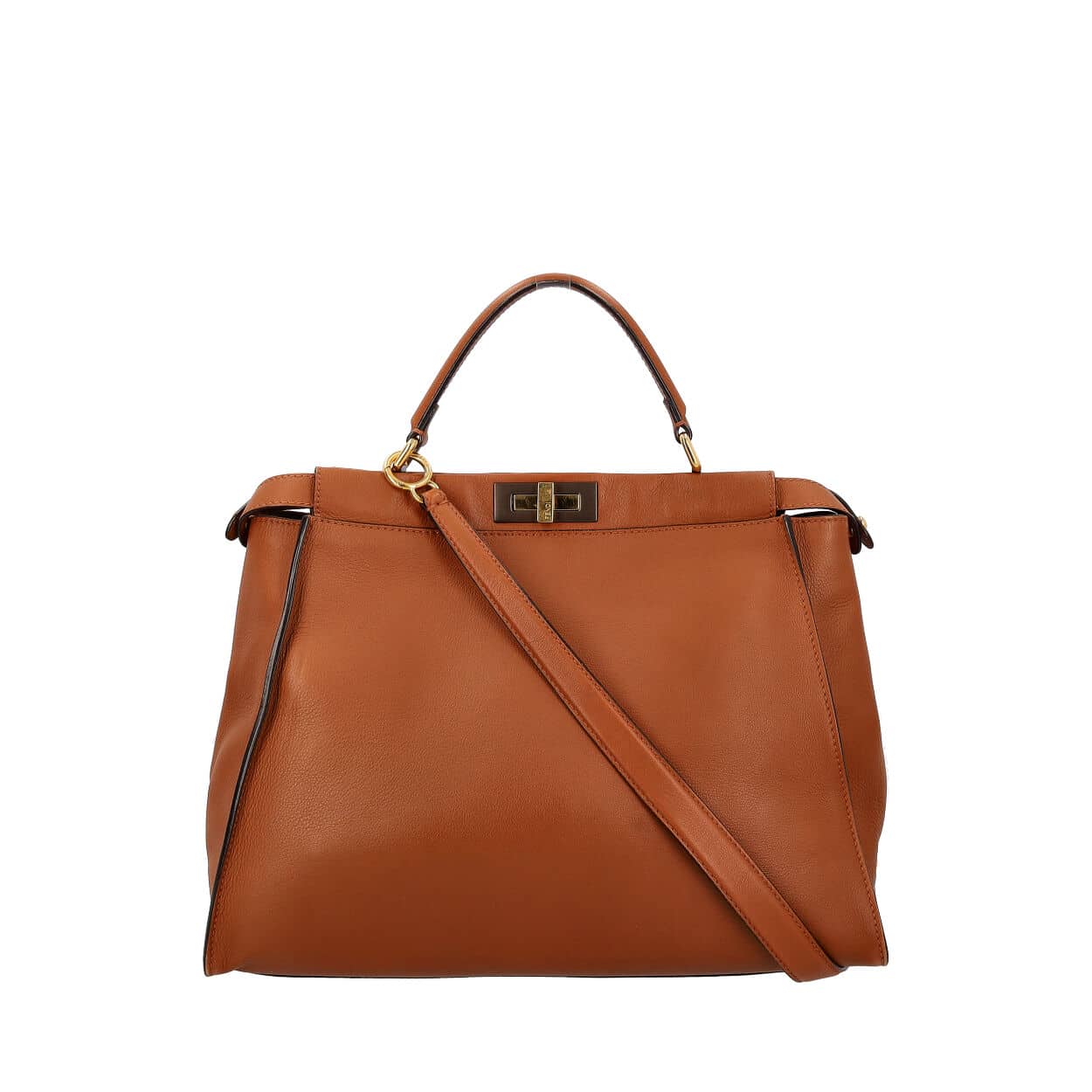 FENDI Leather Peekaboo Bag Brown
