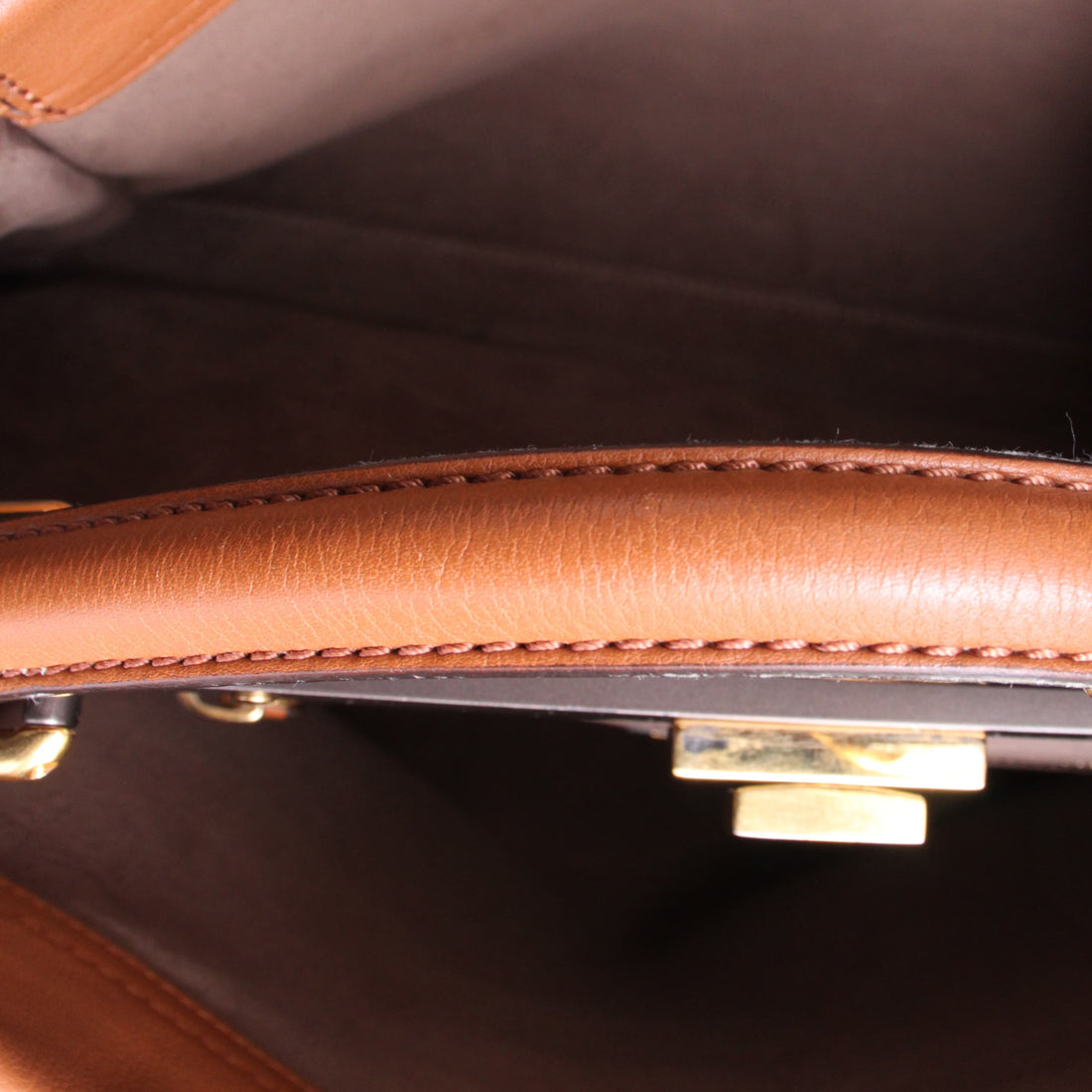 FENDI Leather Peekaboo Bag Brown